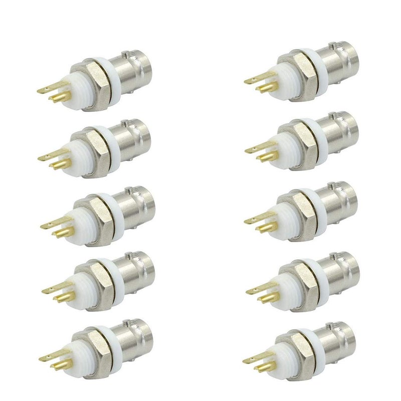 bnafes BNC Chassis Panel Mount Socket Female Jack Solder Type Connectors Adapter - (10 Pcs) - Image 1